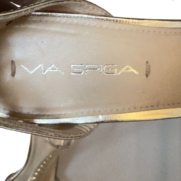 VIA SPIGA Women's Shoes Gold Leather Heels Stilettos Size 9.5M Eu 41 - Picture 11 of 13